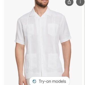 Cubavera White Casual Button Down Shirt with Short Sleeves
